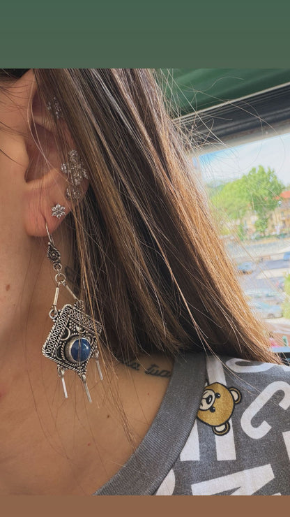 Orecchini pendenti in argento 925 con pietra lapis lazuli blu