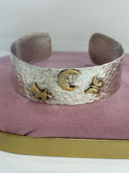 Bracciale in argento 925 cane,luna e farfalla