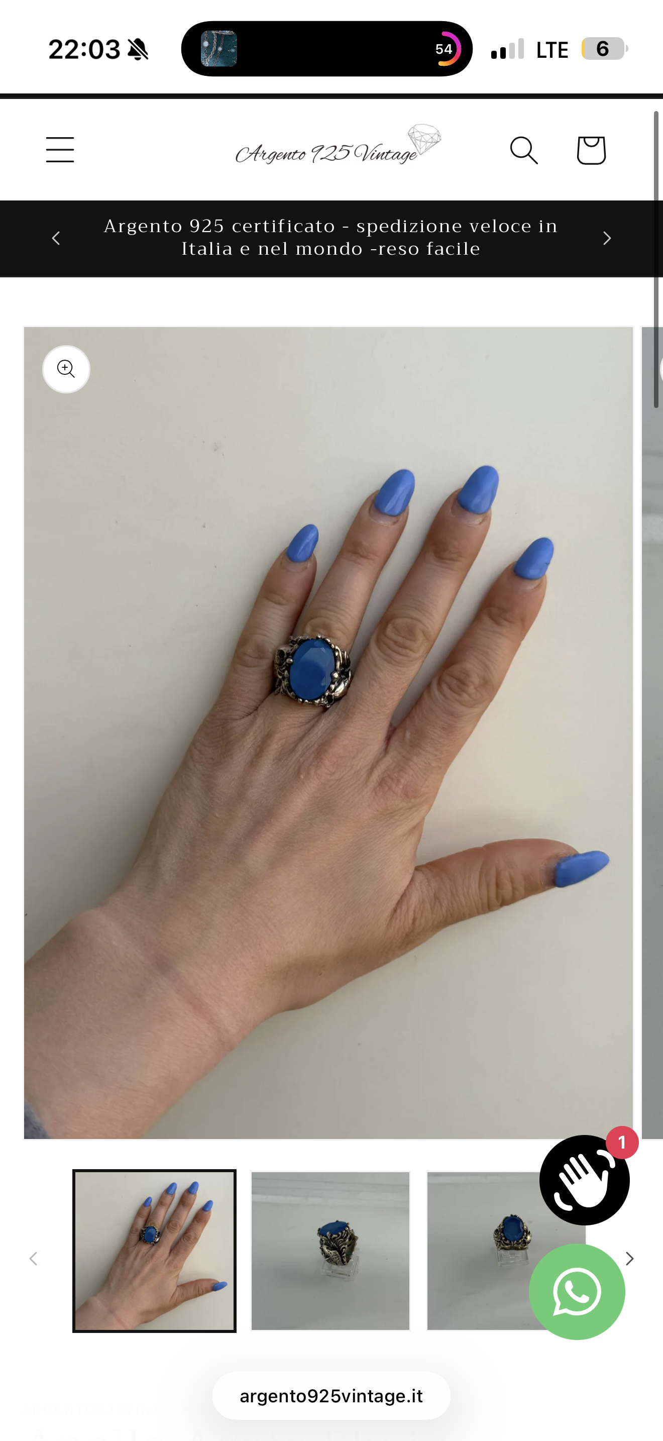 Anello Agata Blu in Argento 925