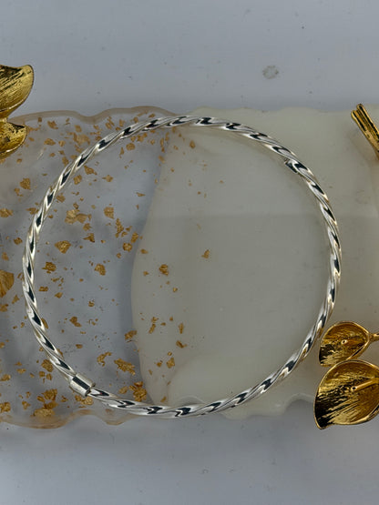 Bracciale a Cerchio Intrecciato in Argento 925 Apribile