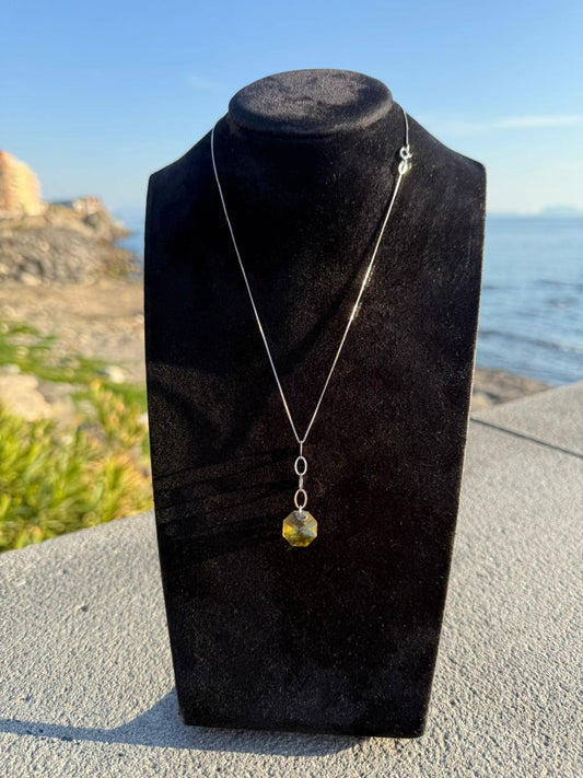 Collana in argento 925 pietra verde oliva