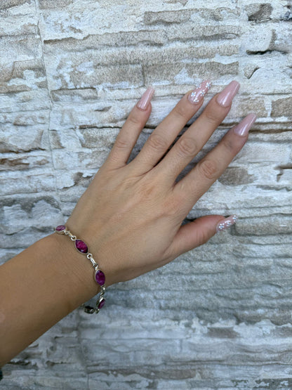 Bracciale in argento 925 radice di rubino fuxia