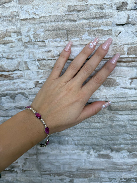 Bracciale in argento 925 radice di rubino fuxia