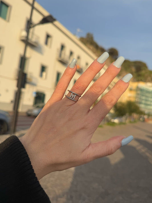 Anello in argento 925 lettera M