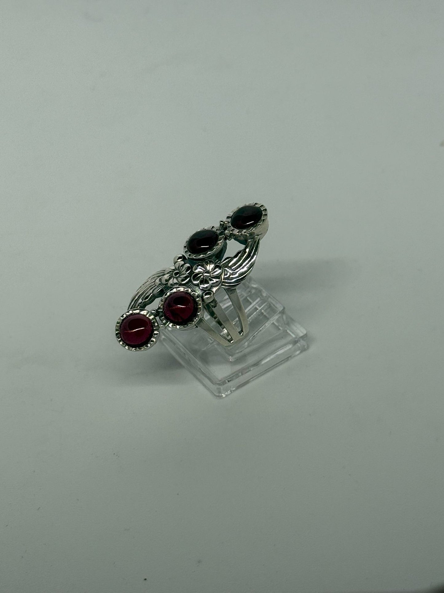 Anello in argento 925 granato rosso