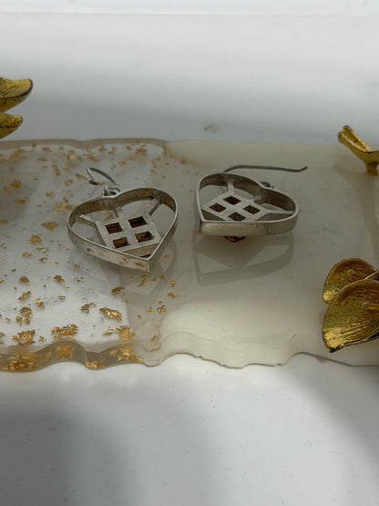 Orecchini a Cuore in Argento 925 con Ambra Baltica Naturale