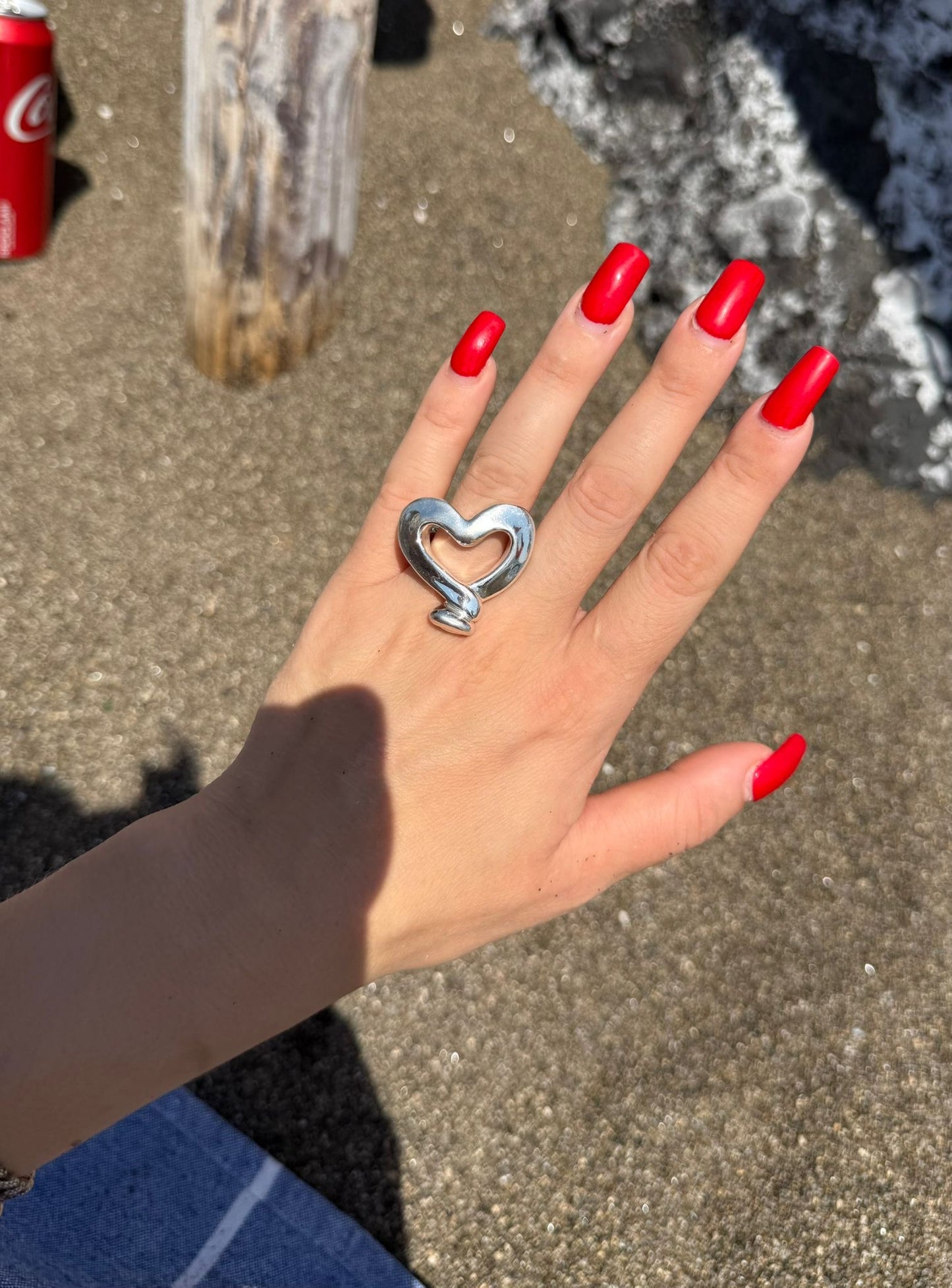Anello cuore bombato in argento 925
