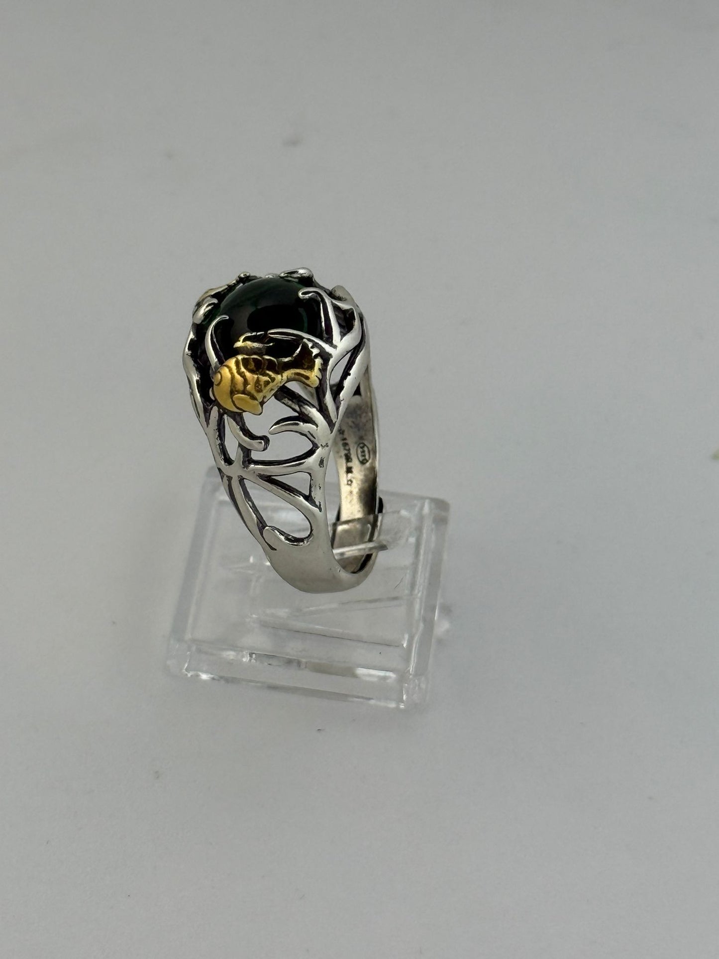 Anello in argento 925 giada verde