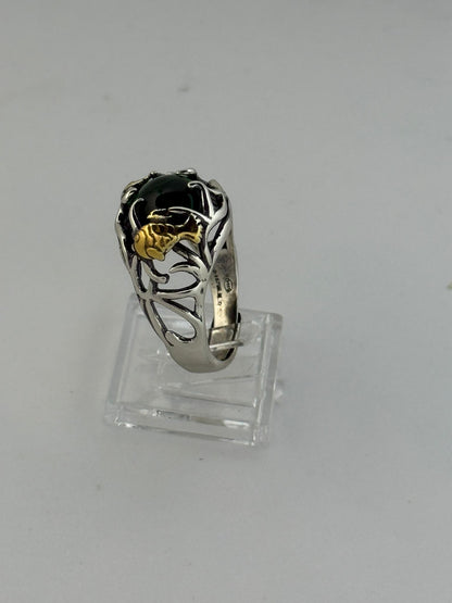 Anello in argento 925 giada verde