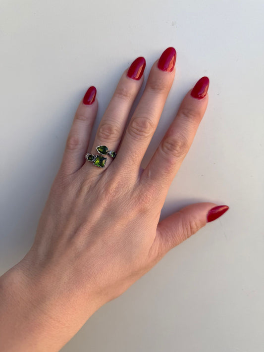 Anello in argento 925 serpentino verde