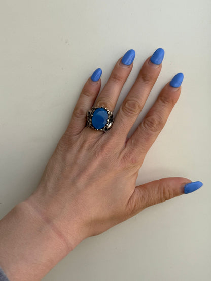 Anello Agata Blu in Argento 925