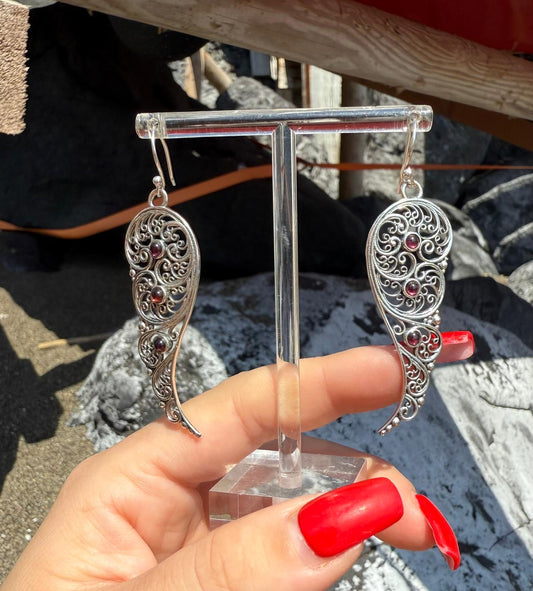 Orecchini in argento 925 granato rosso