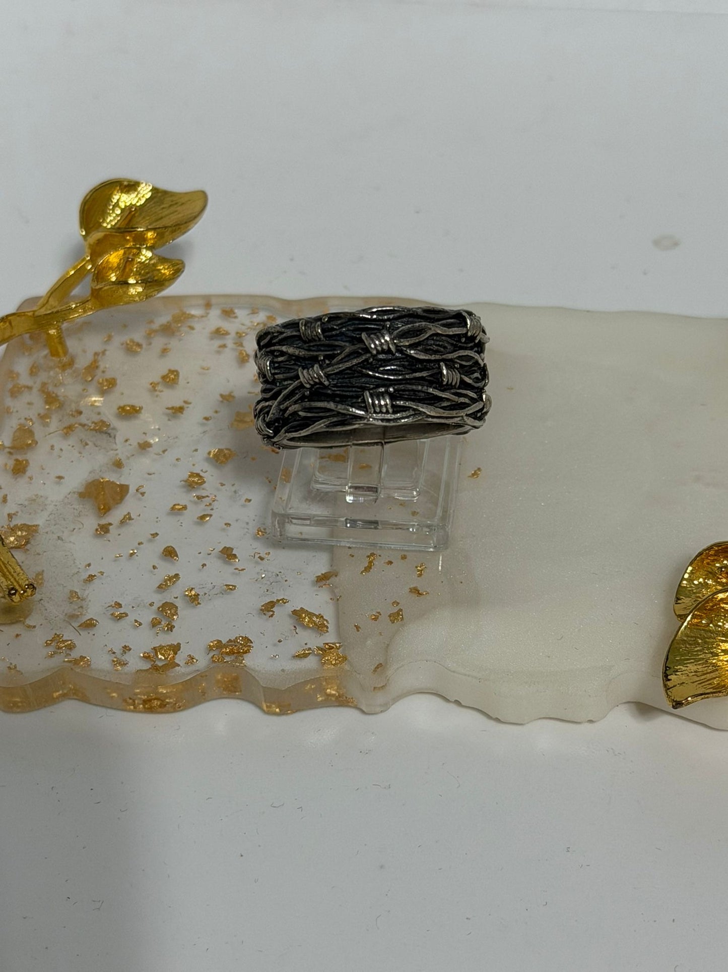 Anello fascia filo spinato in argento 925 firmato NOVE25
