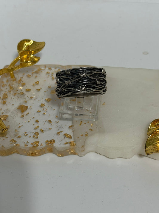 Anello fascia filo spinato in argento 925 firmato NOVE25