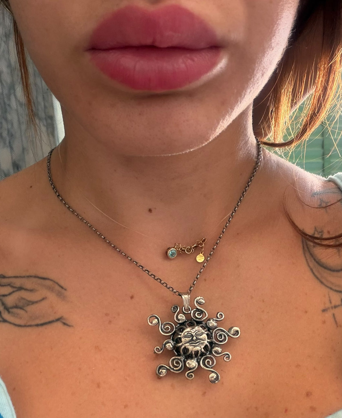 Collana in Argento 925 Sole Brunito con Viso – Pezzo Unico