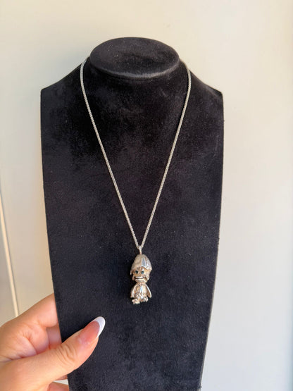 Collana in Argento 925 con Ciondolo Calimero Snodabile Smaltato – Pezzo da Collezione