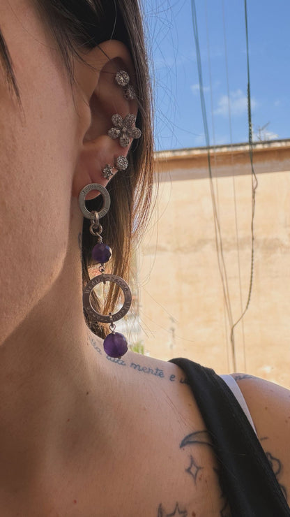 Orecchini in argento 925 ametista viola firmati – Artigianali