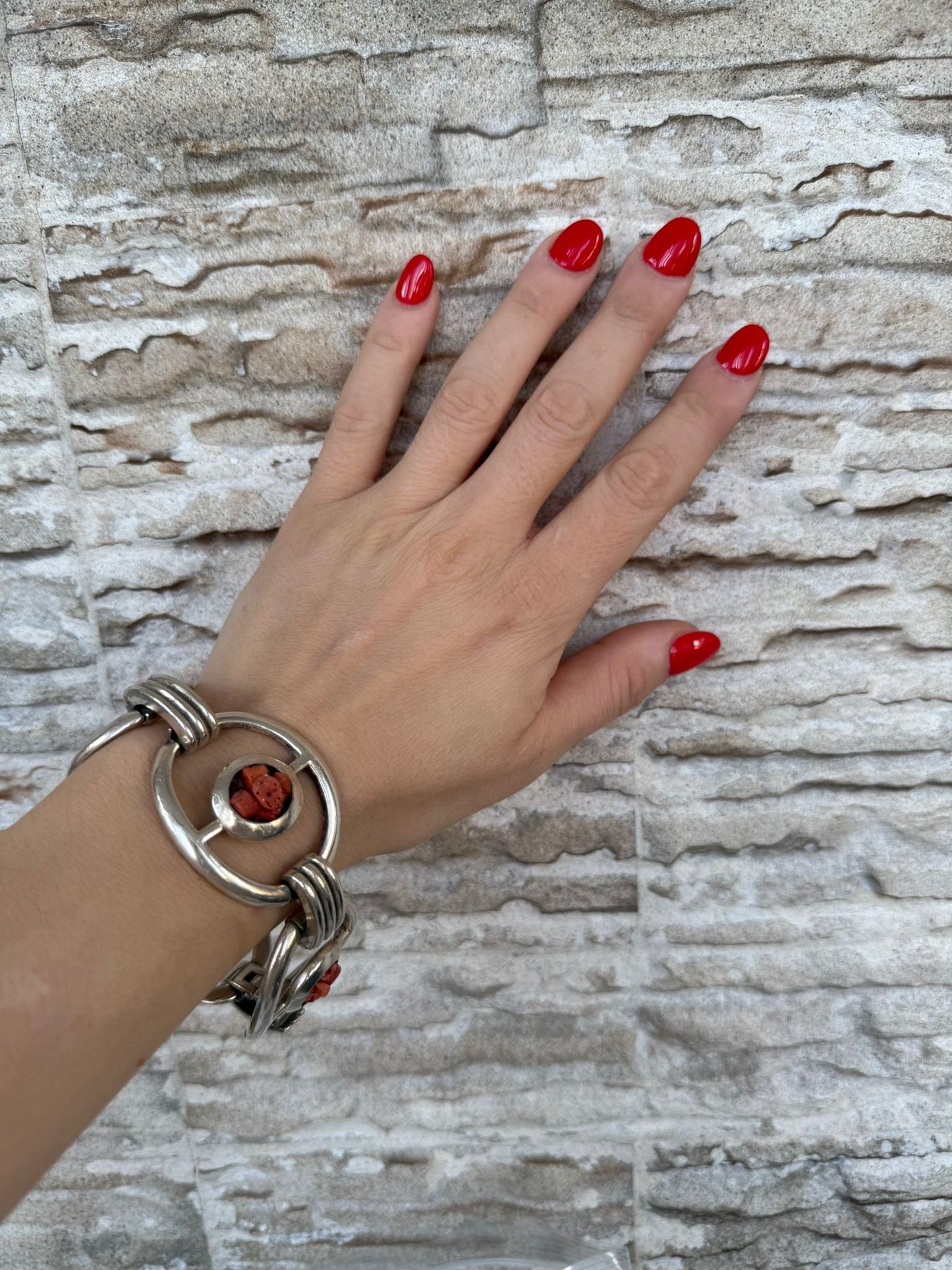 Bracciale in argento 925 corallo rosso