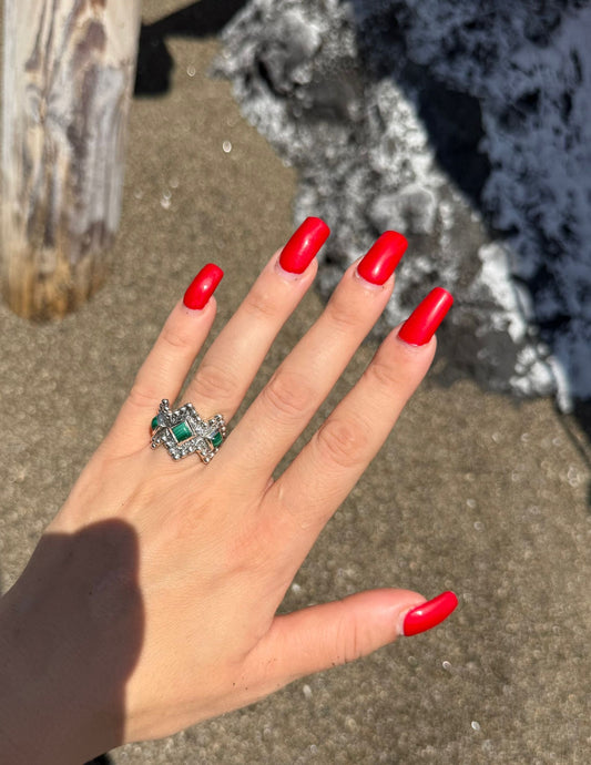 Anello in argento 925 malachite verde