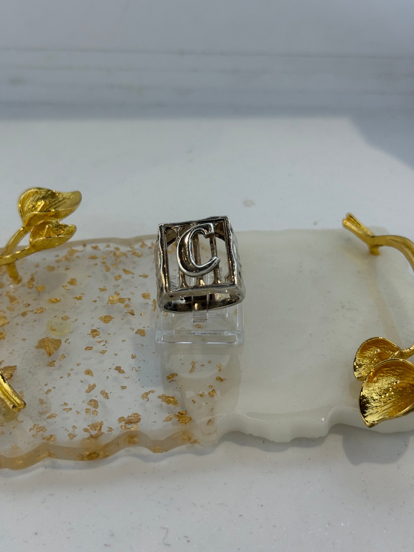 Anello lettera C in argento 925