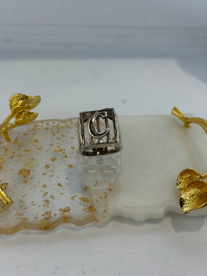 Anello lettera C in argento 925