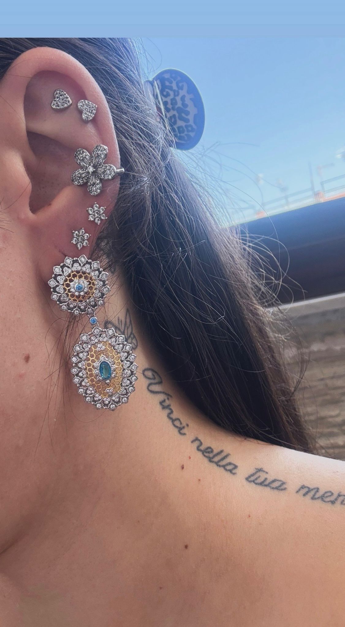 Orecchini in argento 925 topazio azzurro