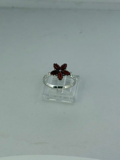 Anello in argento 925 fiore corniola