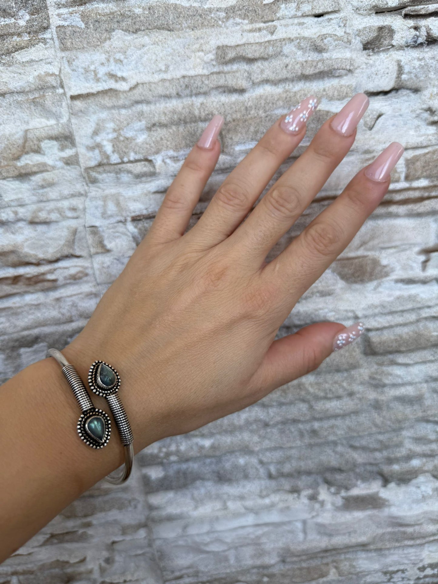 Bracciale in argento 925 labradorite verde