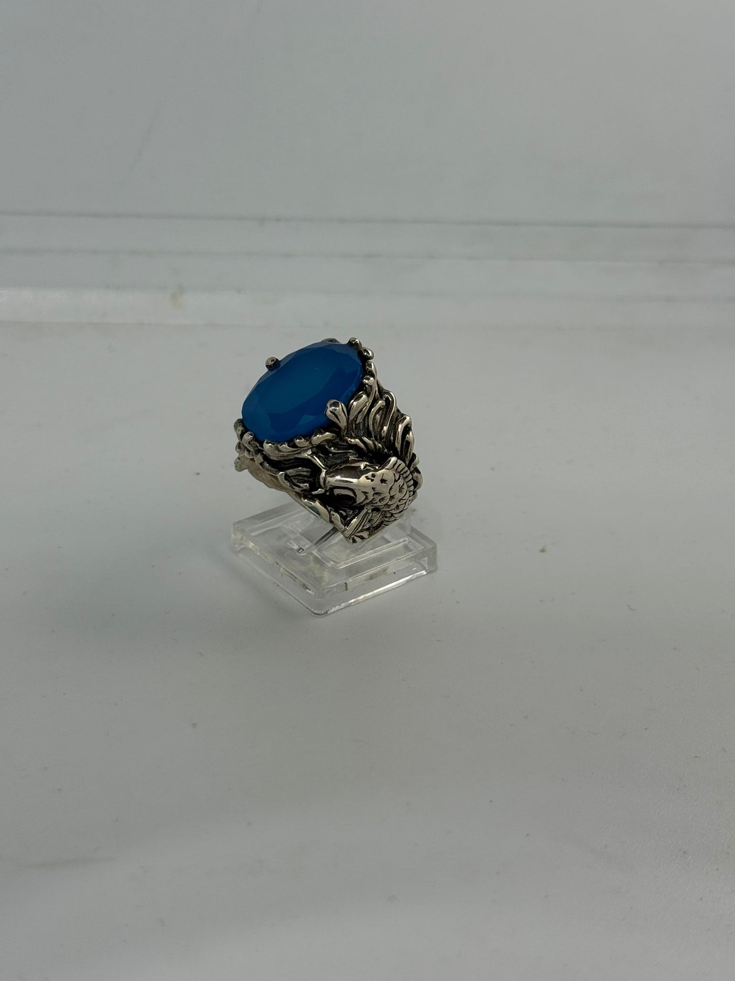Anello Agata Blu in Argento 925