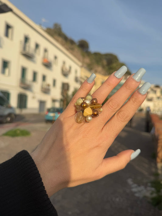 Anello in argento 925 pietre gialle