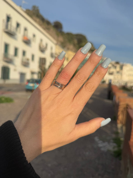 Anello filo della vita bicolore argento 925