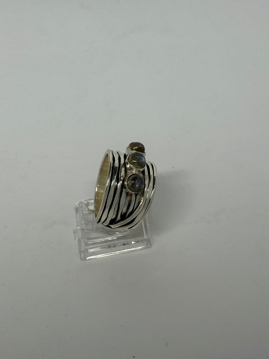 Anello fascia con pietra di luna argento 925