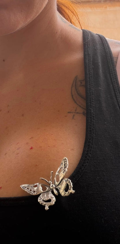 Spillo Farfalla Brunita in Argento 925 – Pezzo Unico Artigianale
