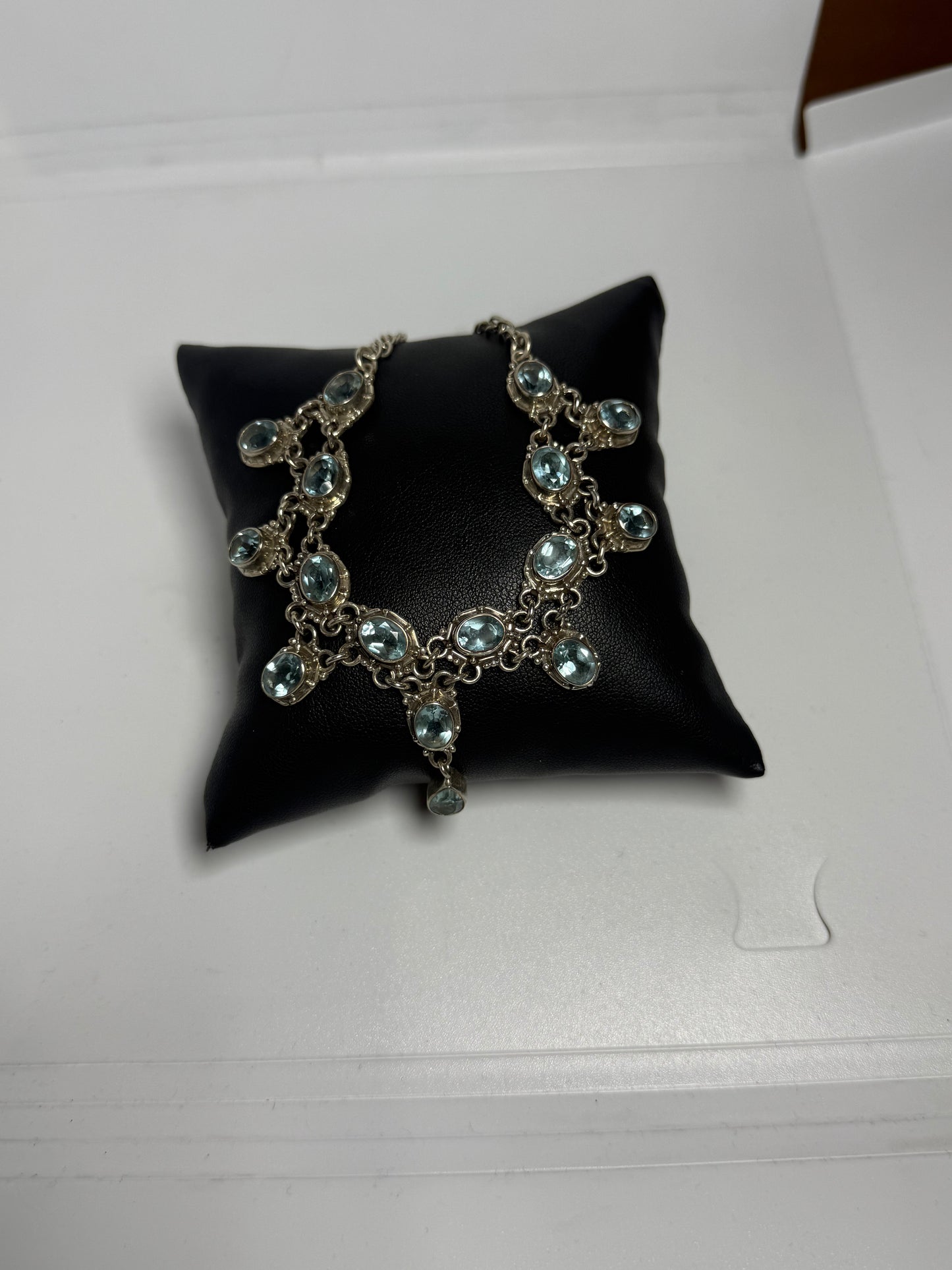 Collana Collier Argento 925 con Pietre Acquamarina Pendenti – Eleganza Marina Pezzo Unico