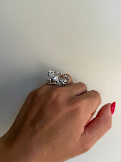 Anello in Argento 925 con Pietre Bianche Incastonate – Eleganza Senza Tempo