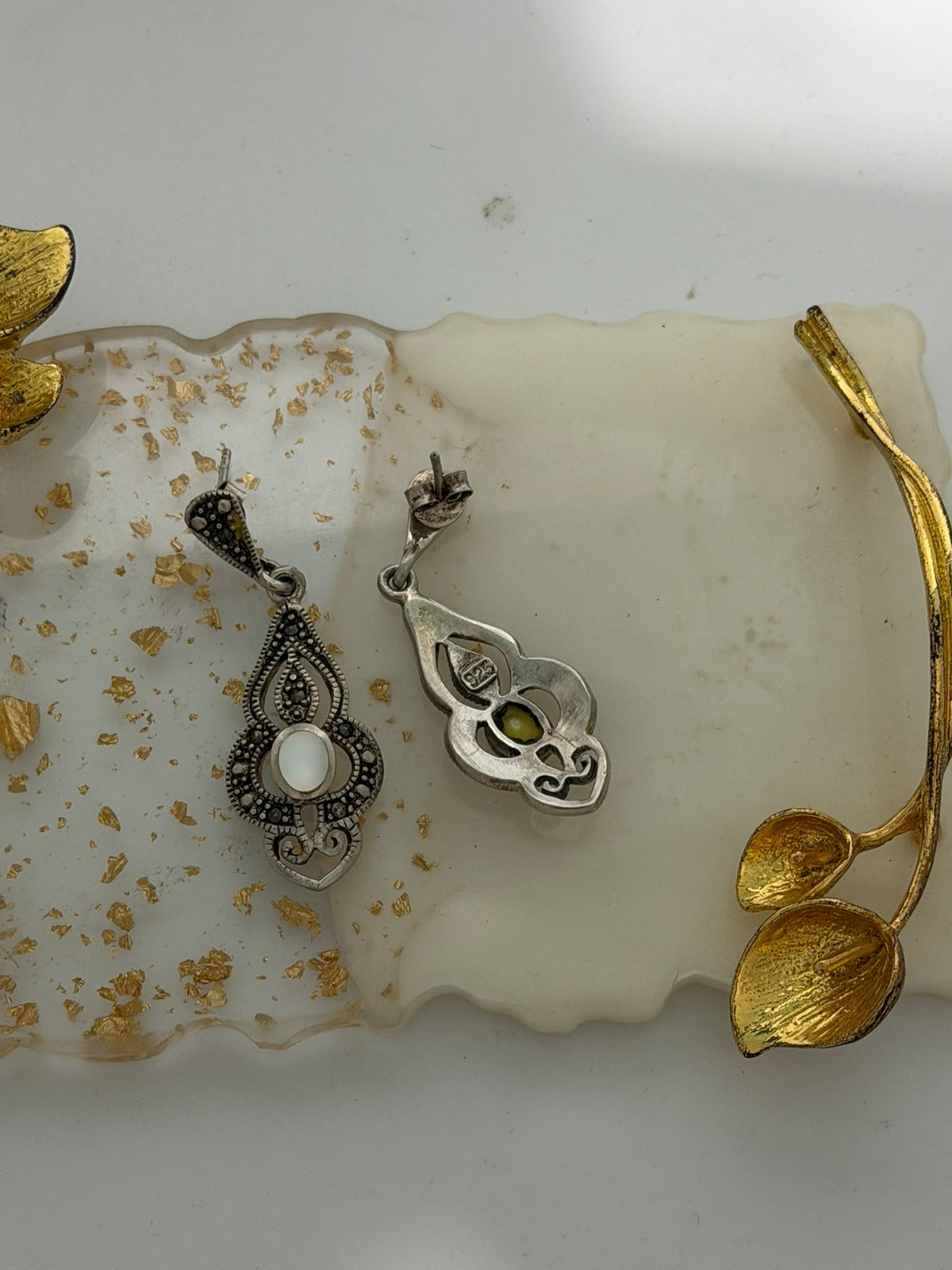 Orecchini a Goccia in Argento 925 con Pietre Bianche e Marcasiti