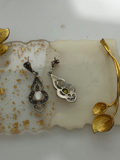 Orecchini a Goccia in Argento 925 con Pietre Bianche e Marcasiti