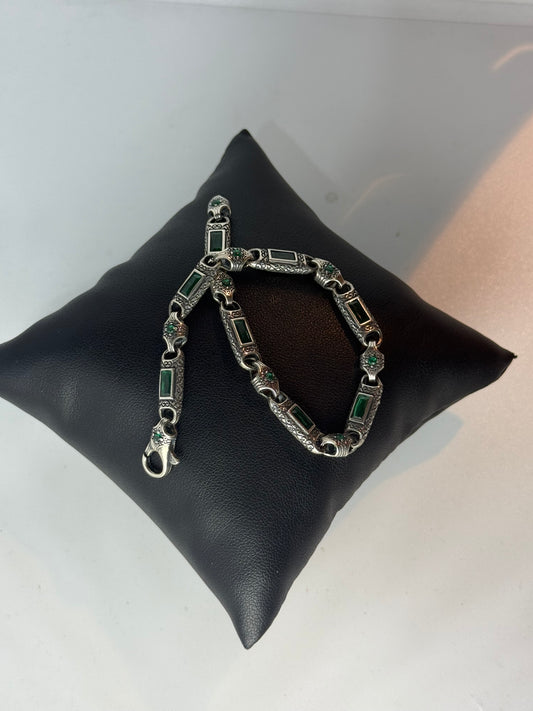 Bracciale smeraldi verdi in argento 925