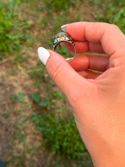 Anello in Argento 925 con Pietra Azzurra Taglio Sfaccettato