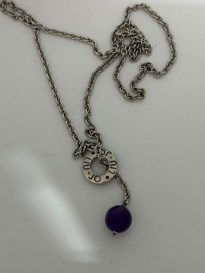 Collana saliscendi in argento 925 con ametista viola – Artigianale Made in Italy