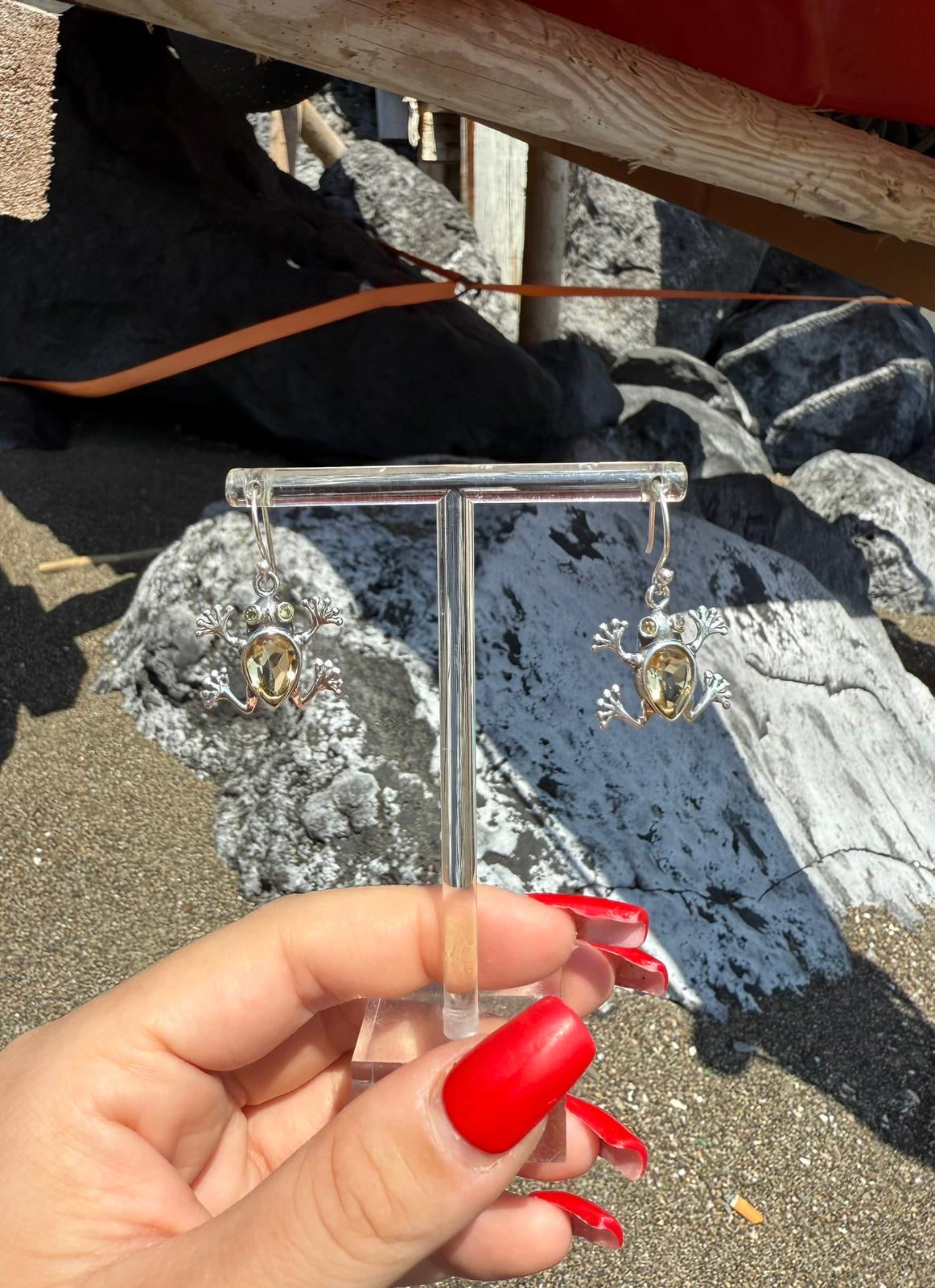 Orecchini in argento 925 rana