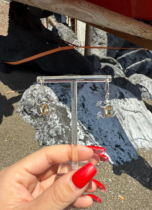 Orecchini in argento 925 rana