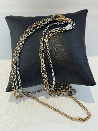 Collana Argento 925 a Tre Fili Bicolore – Firmata Padovani Pezzo Unico