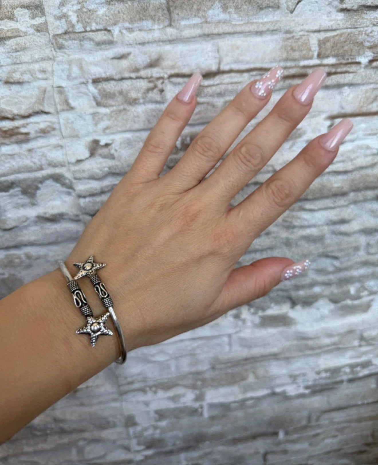 Bracciale Stelle in Argento 925 Stile Etnico – Regolabile con Doppia Stella