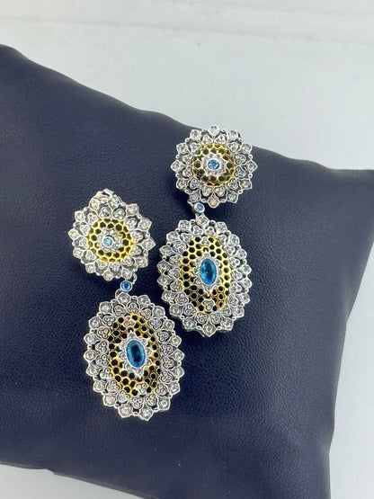 Orecchini in argento 925 topazio azzurro