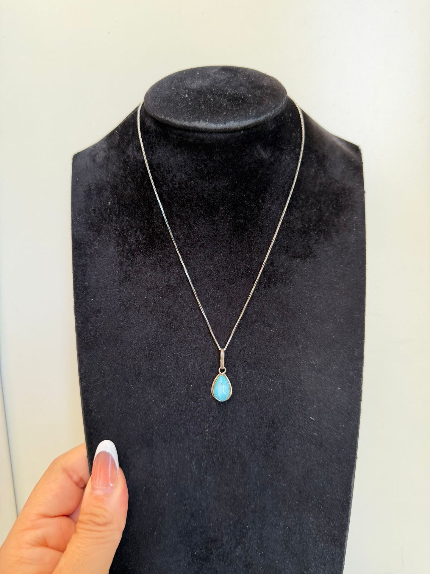 Collana in Argento 925 con Pietra Larimar Naturale – Turchese dei Caraibi