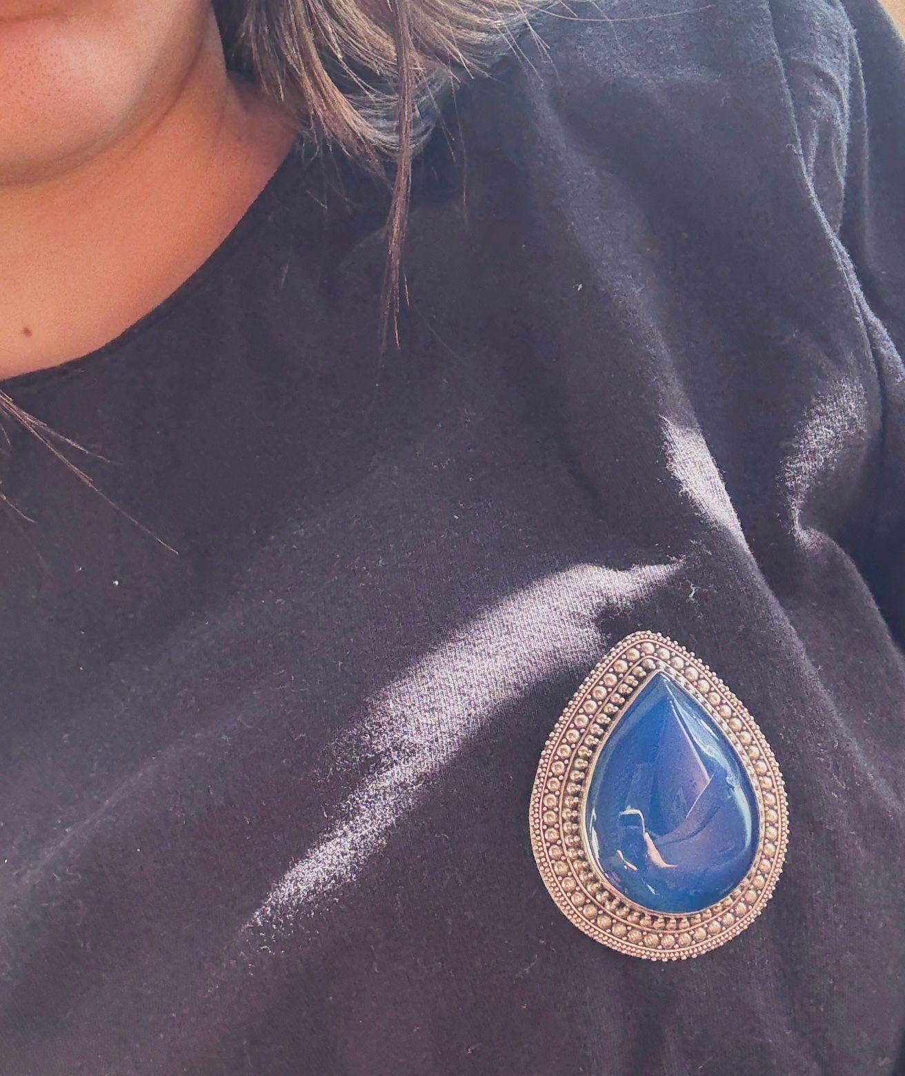 Spilla in argento 925 agata blu