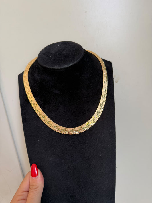 Collana semirigida in argento 925 dorato 18 kt con incisioni
