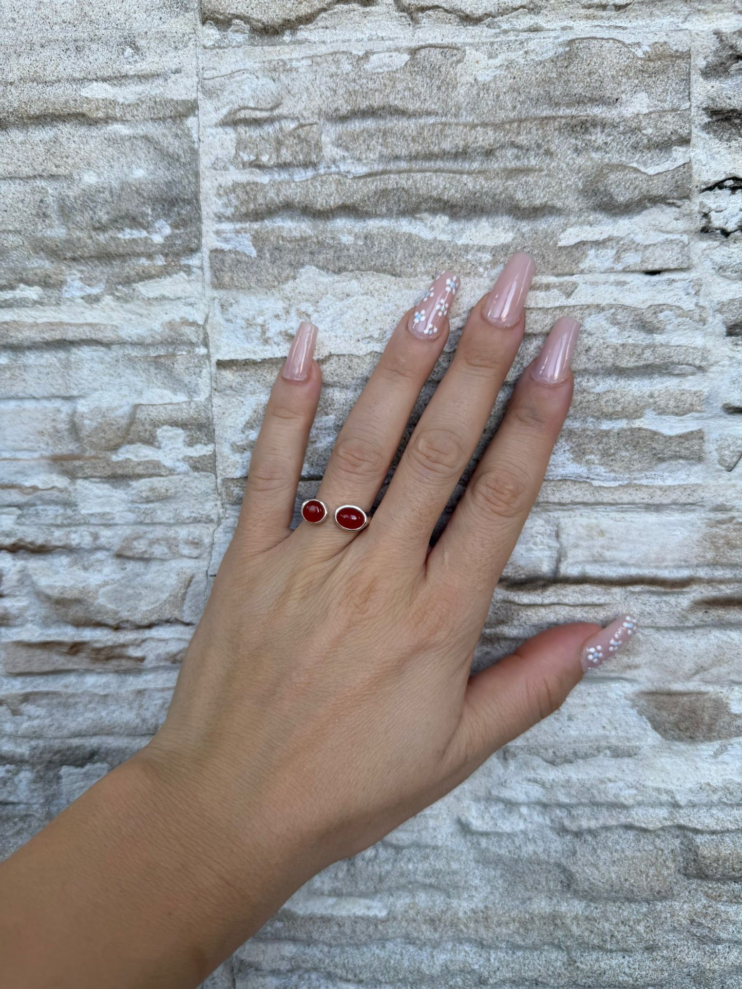 Anello in argento 925 radice di rubino