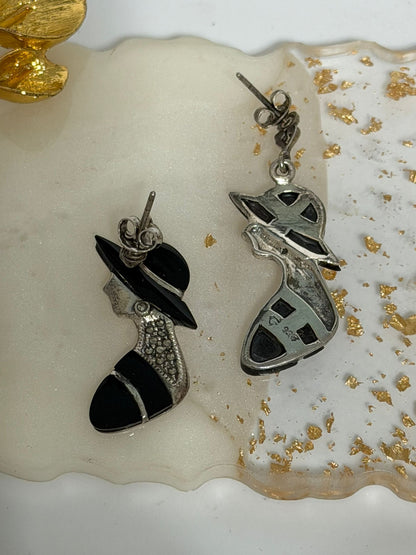 Orecchini in Argento 925 con Pietre Onice Nero e Marcasiti